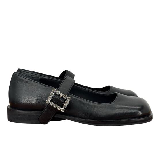 Free People Rumor Diamante Mary Jane Flats Women's 6 Loafers Black Crystal NEW - Picture 2 of 14